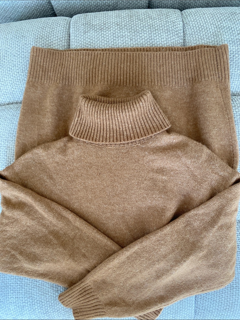 Mango Camel Brown Turtleneck Sweater Dress